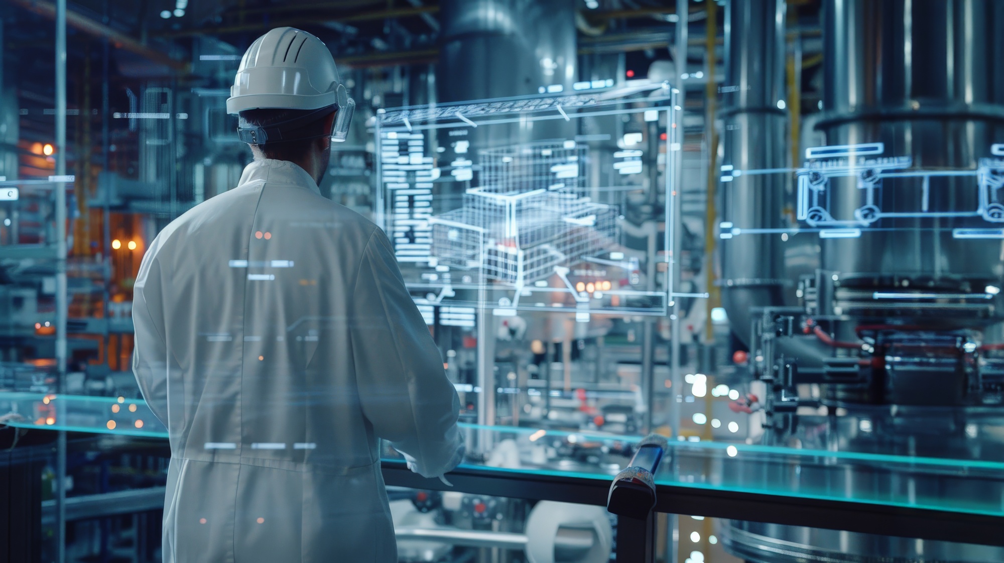 Ingeniero industrial utilizando tecnología moderna en planta de producción - INDUSTRIAL CHEM